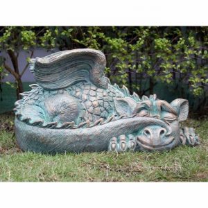 Garden Ornament SLEEPING DRAGON VERDIGRIS Colour 30cm