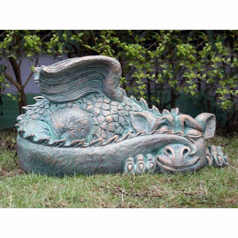 Garden Ornament SLEEPING DRAGON VERDIGRIS Colour 30cm