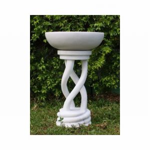 Garden Ornament SPIRAL BIRD BATH WHITE MARBLE Colour 70cm