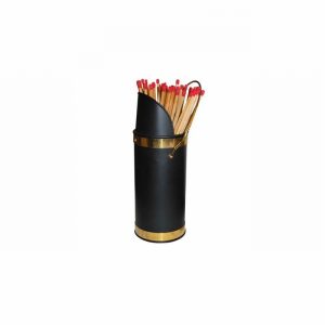 Fireplace Match Holder Black & Brass Rnd.