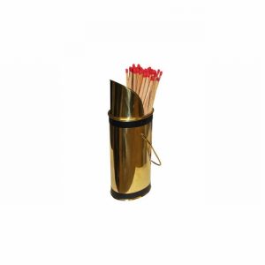 Fireplace Match Holder Brass & Black Rnd.