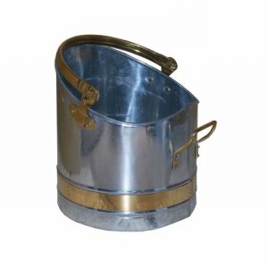 Coal Bucket Galv with Brass Band Set of 3 Medium Only