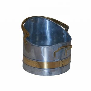 Coal Bucket Galv with Brass Band Set of 3 Small Only