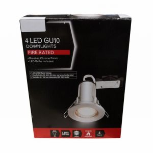 Downlight GU10 Fire Rated Br.Chrome x4+4Watt LED WW Lamp