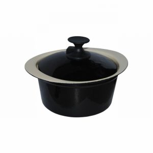 Stock Pot 36x21.5cm Oval Enamelled Black