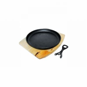 Sizzler Pan Cast Iron Med. & Wood Base