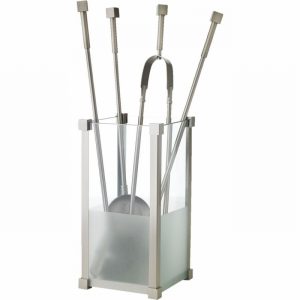 Companion Set P/C 5Pce. Glass & Gold