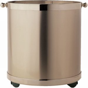 Log/Coal/Pellet Box P/C Round with Castors Silver