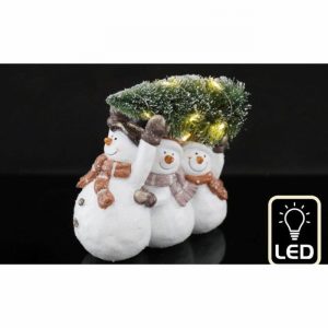 Christmas LED Snowmen Carrying Tree 17cm
