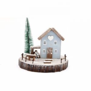 Christmas Ornament Blue House & Tree