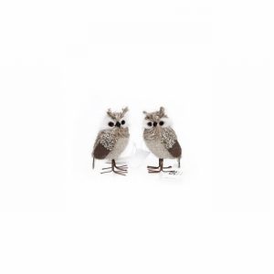 Christmas Owl Brown & Gold 12x8cm