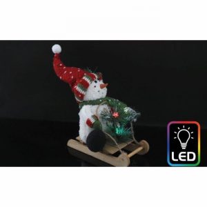 Christmas LED Snowman on Sleigh 36cm
