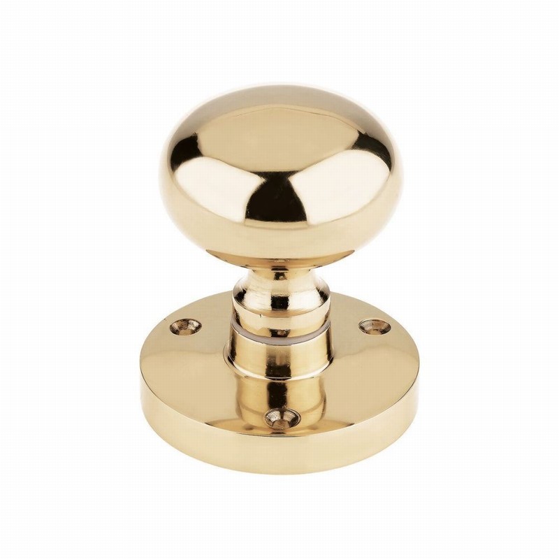 Handle Mortice Knob 61.5mm Rose dia. P.Brass
