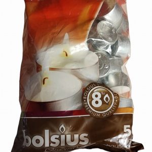 Candle Night Light Tealight White BOLSIUS 8Hour x50