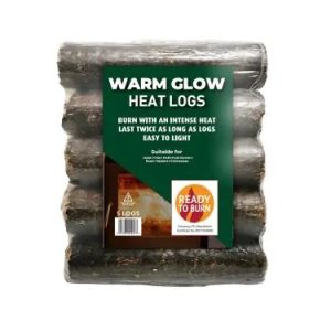 Wood Briquettes Round WARM GLOW Heat Log x5  D