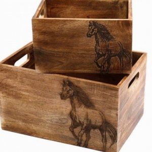 Crate Storage Mango Wood Horse Med. 28x20x16cm