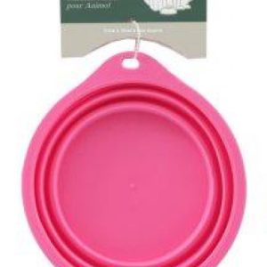 Pet Bowl Folding TPR & Snap Hook PET PARLOUR 19x16cm Pink