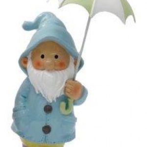 Ornamental Gnome 27cm Holding Umbrella Blue Coat
