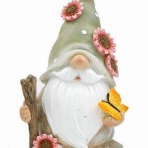 Ornamental Gnome 23cm Sunflower Standing Male Green Hat