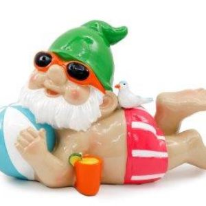 Ornamental Gnome 18.5cm Bright Sunbathing Green Hat