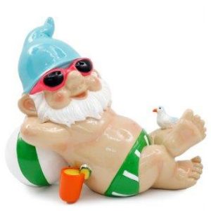 Ornamental Gnome 18.5cm Bright Sunbathing Blue Hat