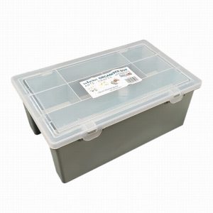 Box & Hinged Lid Organiser  8Div. Grey & Clear 29cm+Tote   [+]