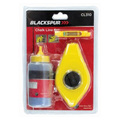 15m Chalk Line Set Including Chalk and Line Level