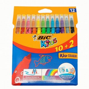 10 + 2 BIC Assorted Colour Washable Felt Tip Pens