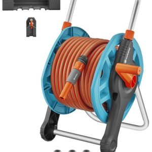 25m Gardena Garde Hose Reel Set with Fittings and Wall Mount