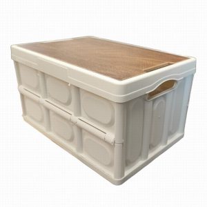 Crate Fold Flat & Wooden Lid 28Ltr. White