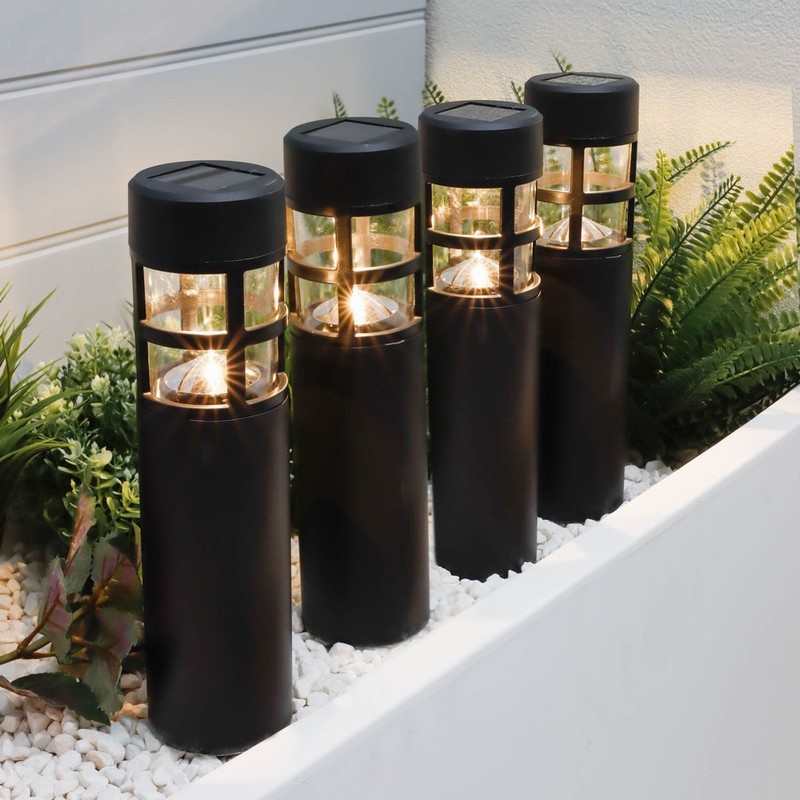Solar Light Pillar x4 Black D