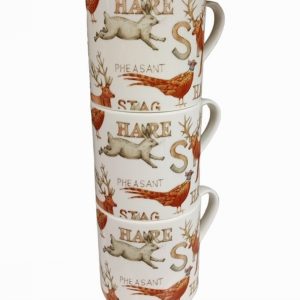 Mug FINE BONE CHINA Gamekeeper Design x3 Stacking  D