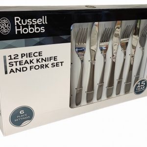 Cutlery Set RUSSELL HOBBS Steak Knife & Fork SS 12Pce.  D