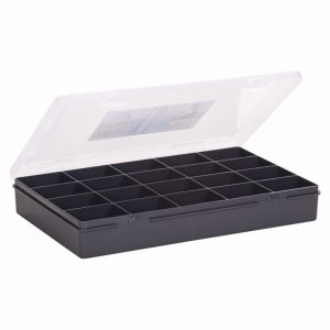 Wham 29cm Black & Clear 20 Division Organiser with Hinged Lid