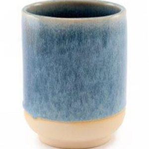Vase Porcelain Blue Mediterranean Glazed 9x12cm  D