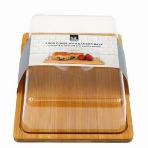 Food Cover On Bamboo Base Rect. 24x18x7cm