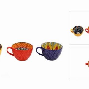 Mug Stoneware Orange Outer Patterned Inner 15cm
