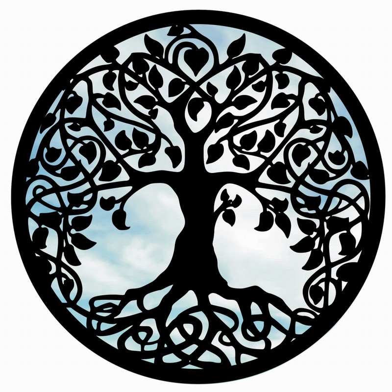Suncatcher 42cm Black Acrylic Tree of Life Garden Mirror