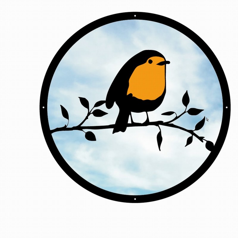 Garden Mirror SUNCATCHER Acrylic Robin Black 33cm