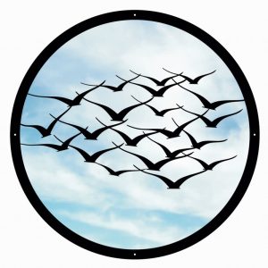 Suncatcher 33cm 2 Little Birds Motif Black Acrylic Garden Mirror