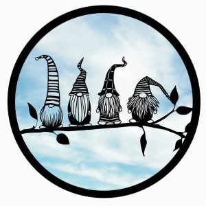 Suncatcher 50cm 4 Friend Gonks Motif Black Acrylic Garden Mirror