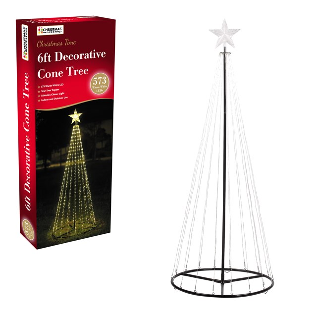 6ft 573 LED Warm White Christmas Cone Light Tree