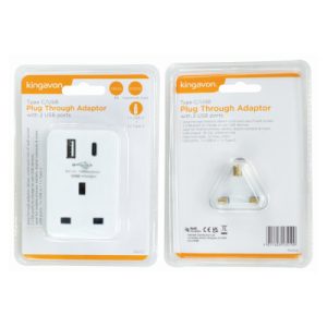 Type C/ USB Plug Through Adaptor with 2 USB Ports