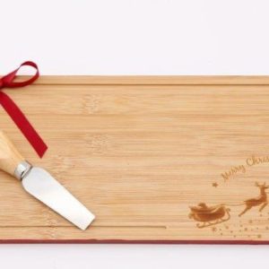 32 x 15cm Wooden Christmas Cheese Board with Reindeer