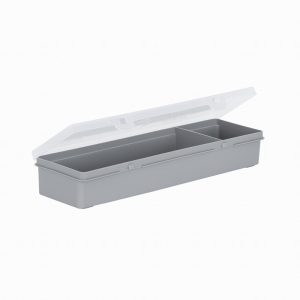 Wham 30cm 2 Division Grey & Clear Organiser Box with Hinged Lid