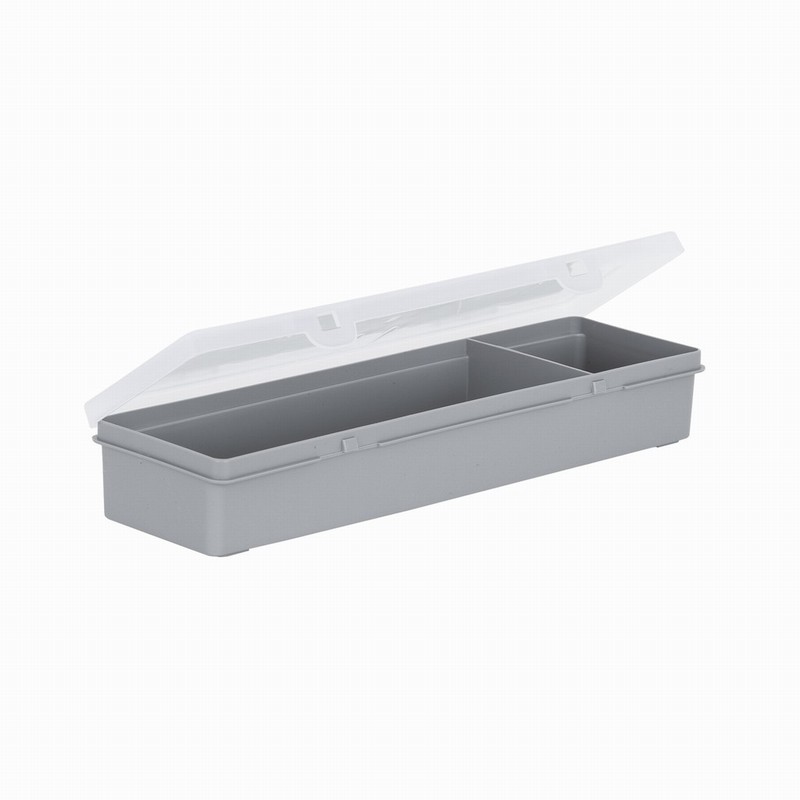 Wham 30cm 2 Division Grey & Clear Organiser Box with Hinged Lid
