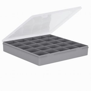 Wham 29cm Grey & Clear 25 Division Organiser Box with Hinged Lid