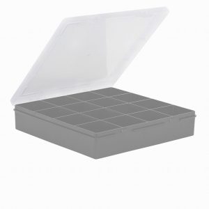 Wham 23.5cm Grey & Clear 16 Division Organiser Box & Hinged Lid