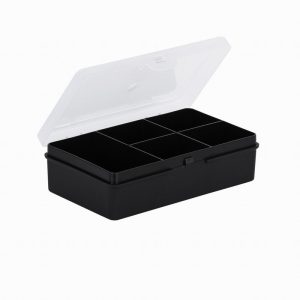 Wham 14.5cm Black & Clear 5 Division Organiser Box & Hinged Lid