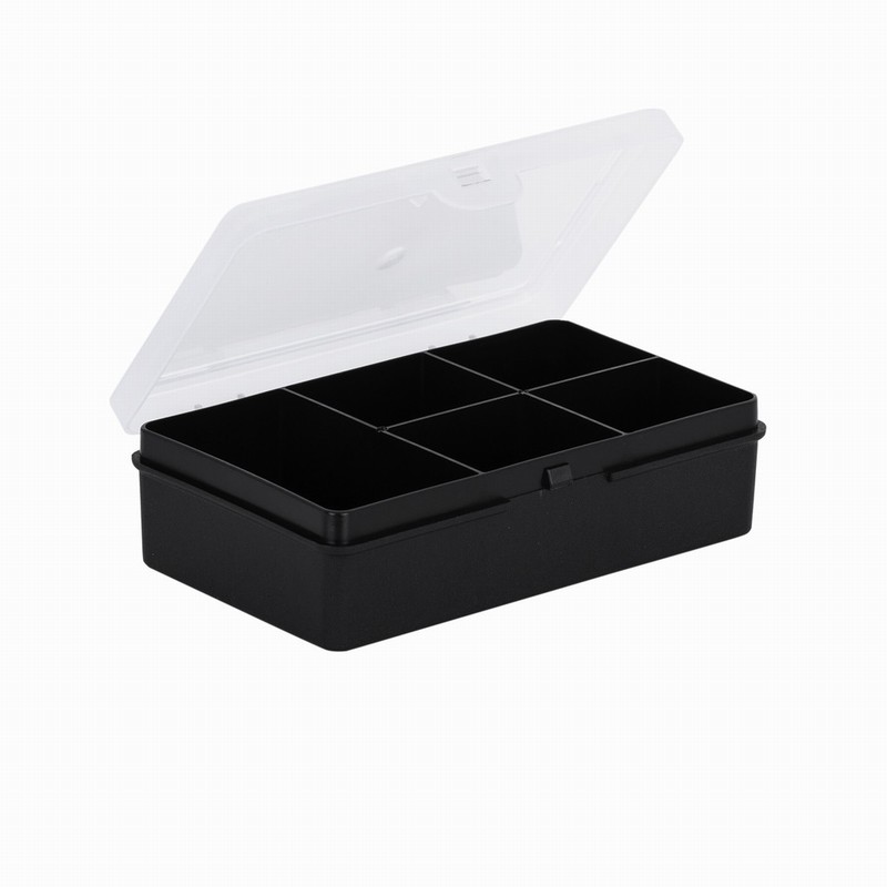 Wham 14.5cm Black & Clear 5 Division Organiser Box & Hinged Lid